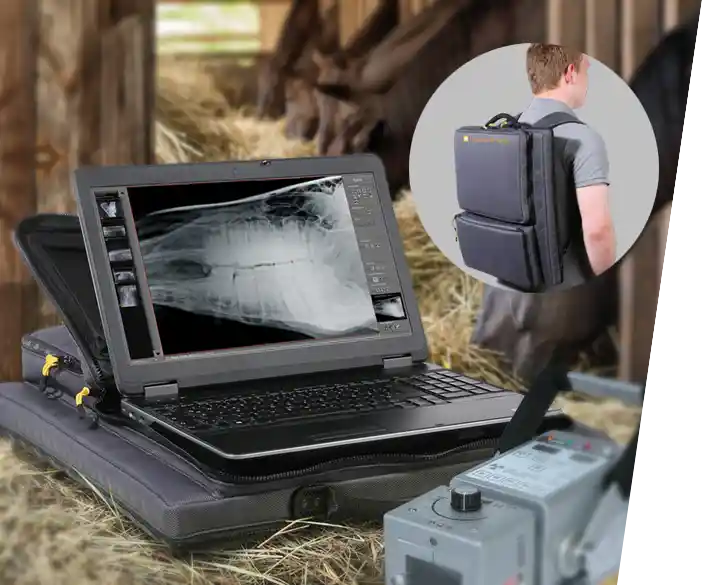 Leonardo DR nano - leichter Röntgenrucksack für Pferde für Einsätze auf Koppeln sowie in engen Pferde-Boxen